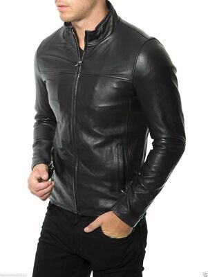 URBAN Men's Lambskin 100% Leather Jacket Slim Fit Biker Stylish Coat  Motorcycle