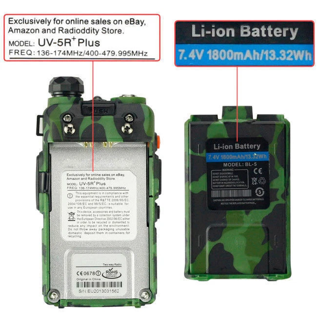 Baofeng UV-5R Plus Qualette Camouflage Transceiver VHF UHF Amateurfunk Funkgerät USA - Bild 4 von 4