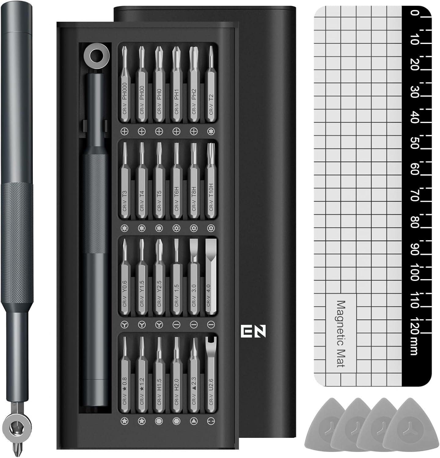 31-in-1 Magnetic Precision Screwdriver Set with 4 Pry Tools & Durable Storage Case