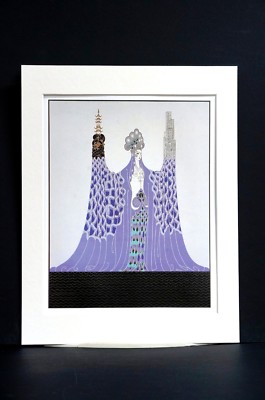 Erte 1987 OCEAN PACIFIQUE Asian Chinese Woman Matted Art Deco