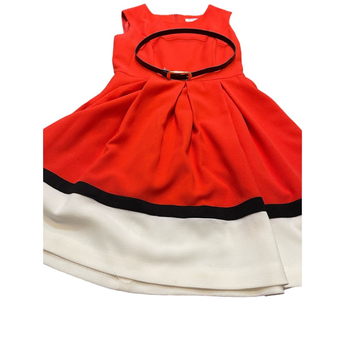 Liz Claiborne Womens Dress fit flare sleeveless red/ black/ white Classicsz 4P Liz Claiborne Womens Dress fit flare sleeveless red/ black/ white Classicsz 4P