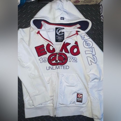 Ecko Unltd. Men's White, Black & Red Hoodie SZ S. Y2K Streetwear - Picture 6 of 13