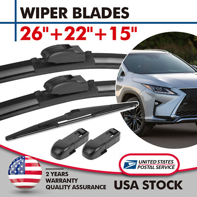 Set Of 3 OEM Windshield Wiper Blades 26''+22''+15'' For Lexus RX350 2004-2015