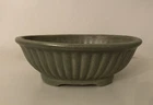 Vintage Haeger 3938-A Avocado Green Oval Planter 8.25" x 3" w/rim, fluted