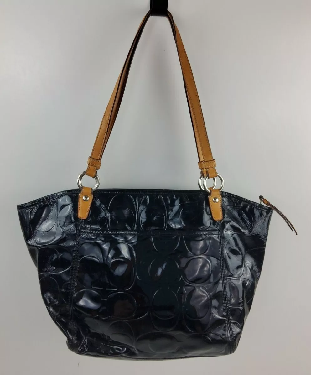 COACH LEAH EMBOSSED PATENT LEATHER TOTE SHOULDER