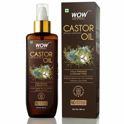 WOW Skin Science 100% Pure Castor Oil - Cold Pressed - For Stronger Hair, 200ML
