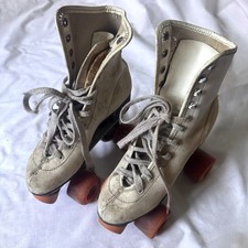 Vintage Roller Derby White Leather Quad Roller Skates Women s Size 6 Retro