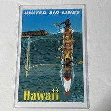 Vintage United Airlines Canoe - Travel Poster Hawaii 11x17 MP1245