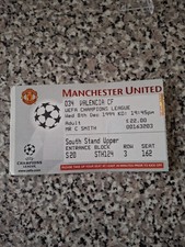 CHAMPIONS LEAGUE TICKET MAN UTD v VALENCIA 8th dec 1999
