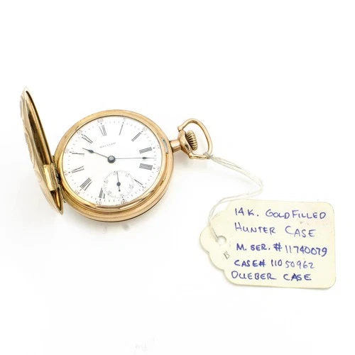 Antique Waltham 16s 15J GF Double Hunter Case 50mm Mens Pocket Watch #WB4068-5