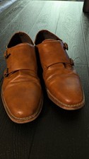 Van Huesen Men's Size 9 Brown Leather Double Monk Dress Shoe