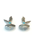 925 Navajo Sterling 925 Turquoise Concha Feather Earrings Lucille Ramone 2” — photo 3