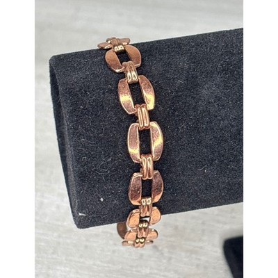 VTG Copper Oval Link Chain Bracelet Elegant Chic Boho Women's Jewelry Accessory