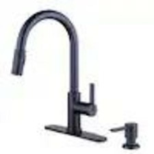 Glacier Bay Paulina Pull-Down Sprayer Kitchen Faucet w/Soap Dispenser in Black