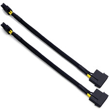 LP4 Molex Male to ATX 4 Pin Male Auxiliary Sleeved Braided Power Adapter Cable