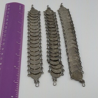 Vintage Costa Rica Centimos Coin Bracelet Set Of 3.