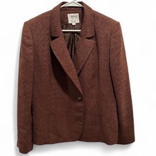 Vintage Collections for Le Suit Brown Blazer Women Sz 12 Textured Career Jacket