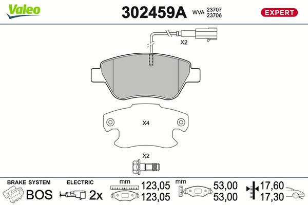 Bremsbelagsatz Scheibenbremse Expert Valeo 302459A FüR Fiat Punto 500 Linea Van-image