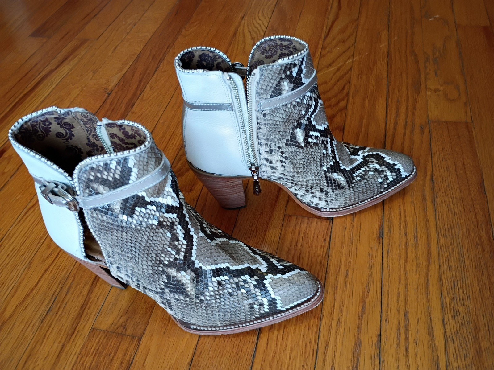 Cuadra Python Snakeskin Women's Leather Boots Hee… - image 1