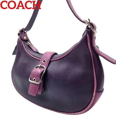COACH 9559 Soho Half Moon Shoulder Bag Leather Purple Pink Fashion Handbag