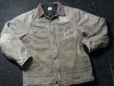 Carhartt Jacket Men  s Work Coat Brown Quilted Jacket Size XL C26 Brown Canvas