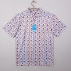 3 polo Shirt Proud 90 Golf Polo Mens LWhite Construction Print Short Sleeve NEW — photo 3