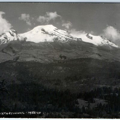 c1940s Ixtaccihuatl, Mexico Full Bleed RPPC Volcano Mountain Peak Forest A337