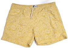 Trunk Swim Trunks Mens XL Yellow Floral Tropical Lined Elastic Waist Drawstring