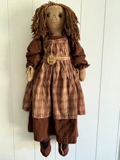 Primitive Amish Made Raggedy Ann Style Doll 25"