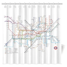 The Metro Map of London - Custom Personalized Bathroom Curtains Waterproof Po...