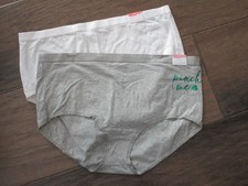 2-PACK CACIQUE COTTON FULL BRIEF PANTIES IN WHITE/ GRAY "PINCH ME" SIZE 14/16