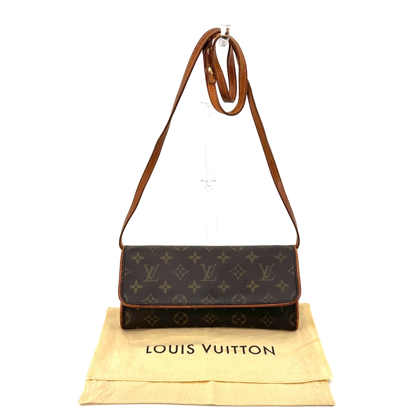 LOUIS VUITTON Monogram Pochette Twin GM Shoulder Bag M51852 Brown Authentic