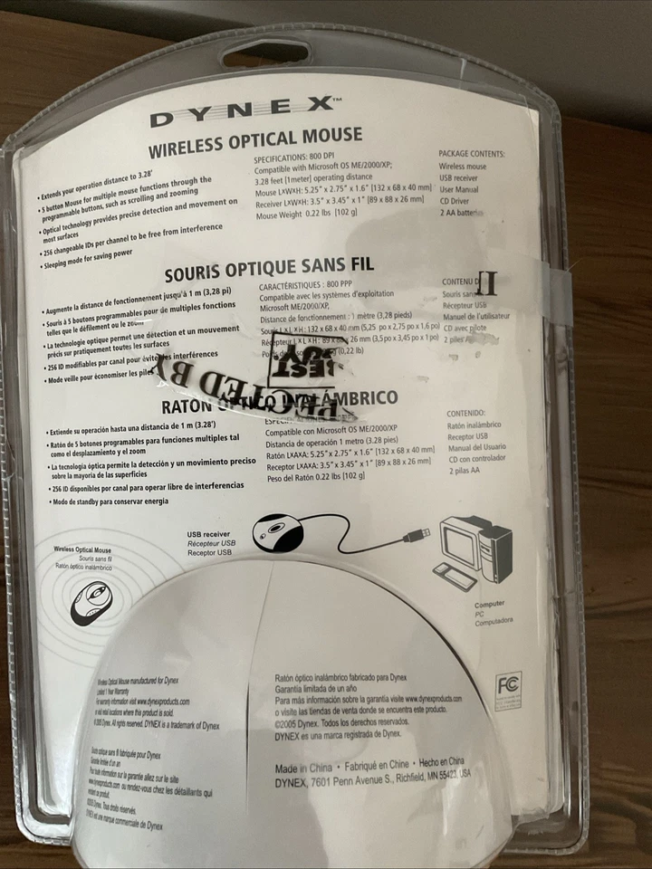 New Dynex Wireless Optical Mouse w/USB Receiver-model # DX-WOM100 - Image 2 of 2