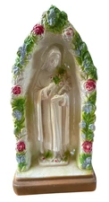St. Therese Of Lisieux Shrine Statue Figurine Vintage Chalkware Shrine