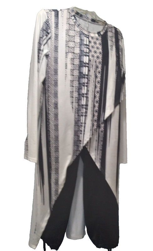 Women's Elegant Middle Eastern-Inspired Long Sleeve Top Shirt Dress - Size XL