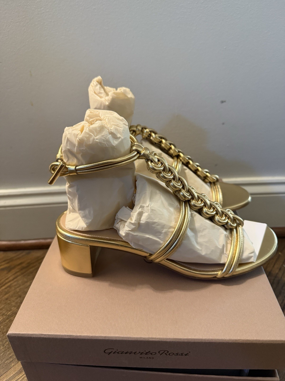 PANTOFOLA D’ORO Taglia 40 Nappa di seta Gianvito Rossi Capua 45