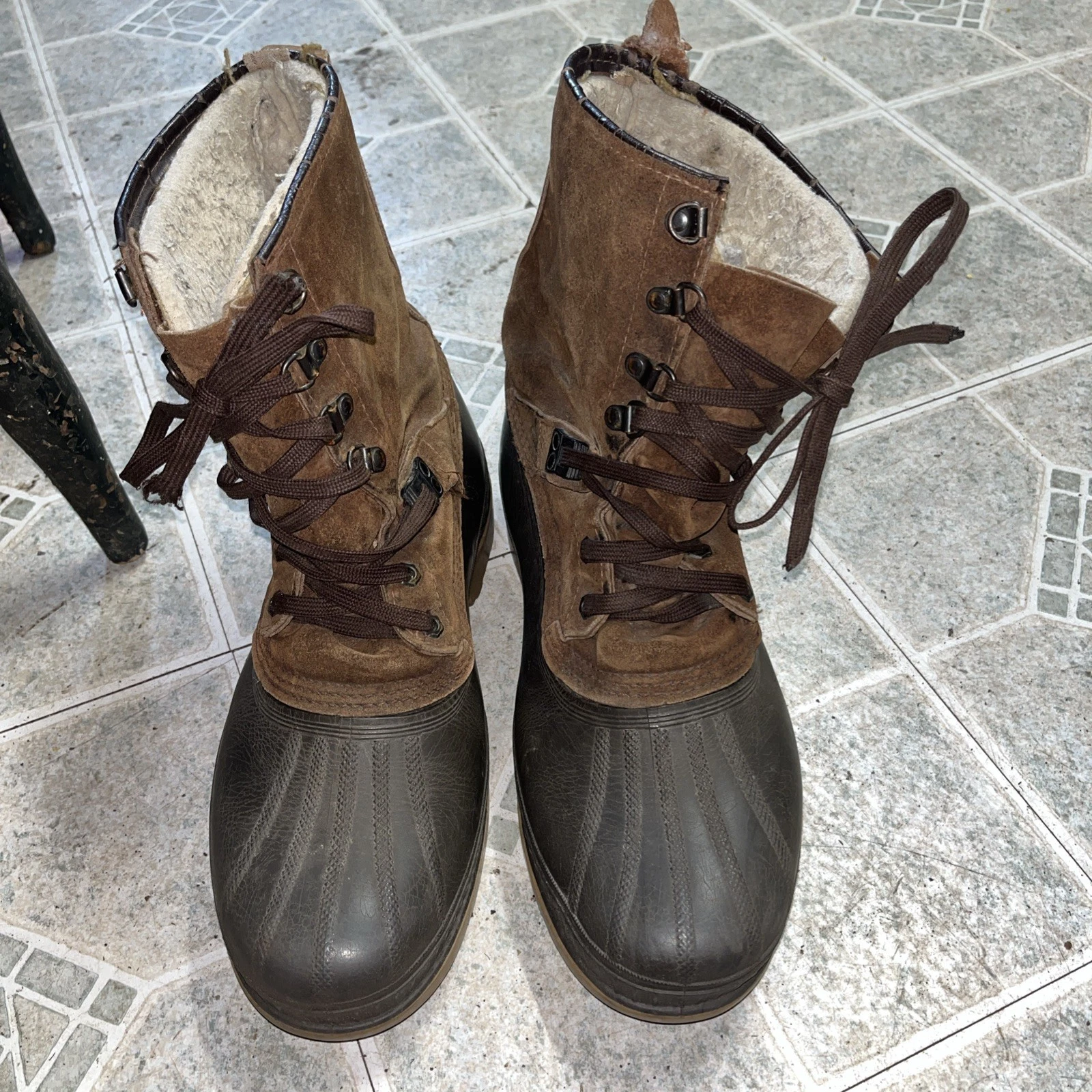 Vintage Sorel Men’s Waterproof Duck Boots Wool Inserts Size 12
