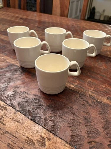 Set of 6 Vintage 70s MCM Homer Laughlin Ivory Ceramic Coffee Cups Made In USA