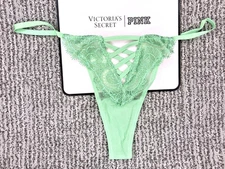 Victoria's Secret Dream Angels NWT Large Green Boho Embroider Thong Panty Sexy