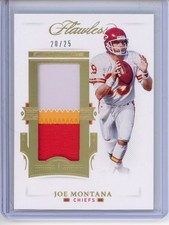 2021 Panini Flawless JOE MONTANA Player Worn Used 3 Color Patch /25  Chiefs HOF