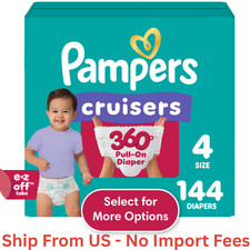 SALE Pampers Diapers - Cruisers 360 degrees - Size 4, 144 Count, Free Ship US