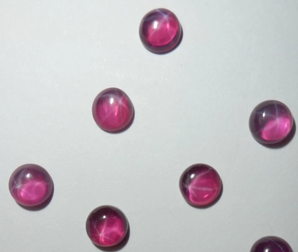 Transparent Star Ruby Round 5x5 mm Cabochon 6 Rayed Lab-created Stone 3 pcs Lot - Image 4 of 4