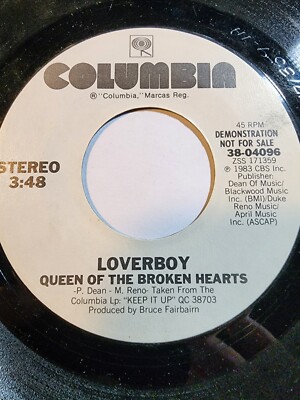 Loverboy ''Queen Of The Broken Hearts'' 45RPM Columbia -PROMO VG+ F236