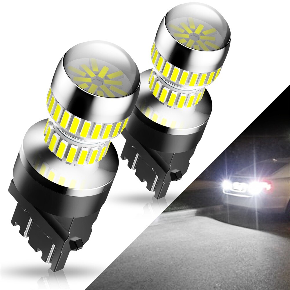 2x 3157 54-SMD LED Tail Brake Stop Backup Reverse Turn Signal Light Bulbs White