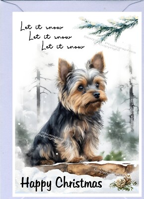 Yorkshire Terrier / Yorkie Hund A6 (4'' x 6'') Weihnachtskarte - innen leer 