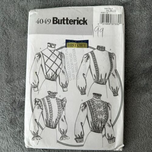 Butterick Pattern 4049 Sz 18-22 Victorian Edwardian Blouse Top Costume Cosplay