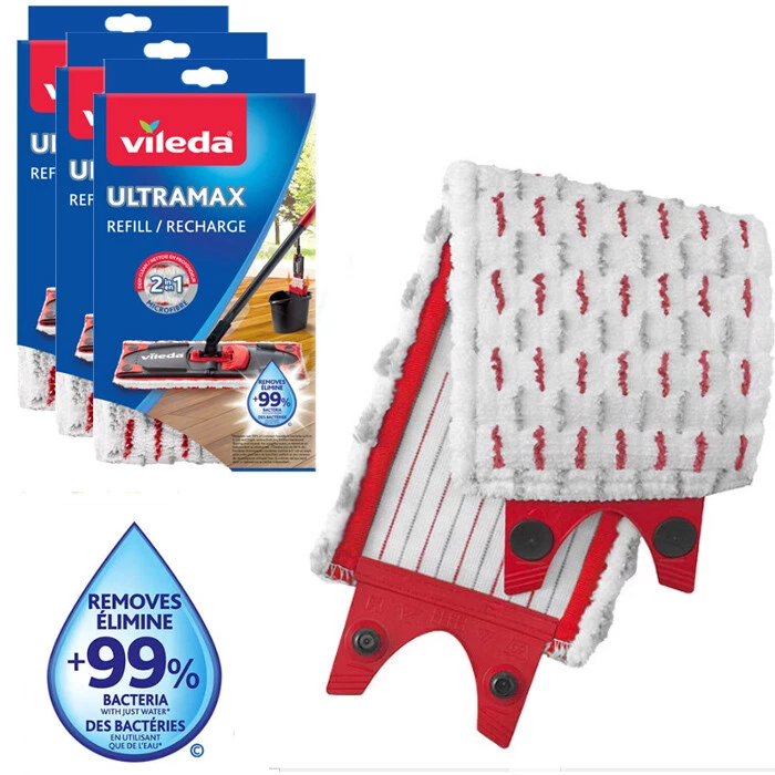 5 Testine Di Ricambio Per Mocio Vileda – Compatibili Con Turbo, Turbo Smart E EasyWring & Clean, In Microfibra Lavabile