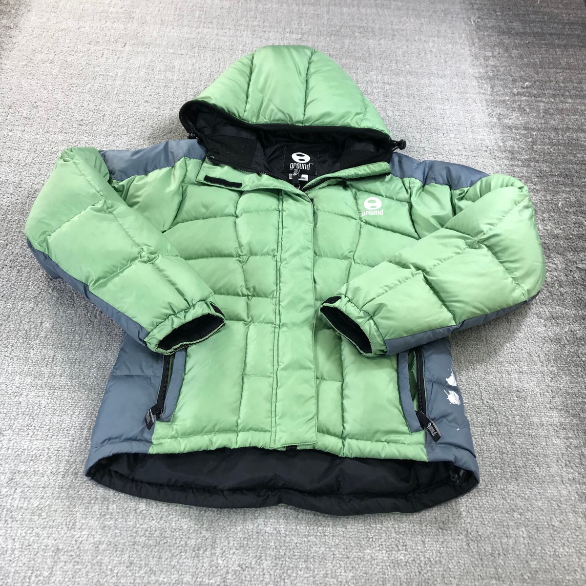 ジャケット・アウター Critical Slide DUNE PUFFER JACKET JK2306 Ground Jacket Womens Small Full Zip Green Hooded Quilted