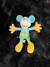 Disney Parks Mickey Mouse Plush Doll, Neon Pastel Multicolor 10" No Tag