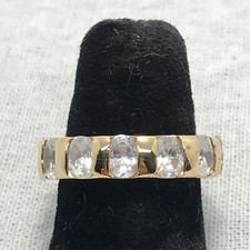 Vintage Gold Vermeil Plated Crystal Eternity Band Ring Varied sizes